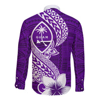 Hafa Adai Guam Long Sleeve Button Shirt Polynesian Floral Purple Pattern LT01 - Polynesian Pride