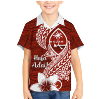 Hafa Adai Guam Family Matching Mermaid Dress and Hawaiian Shirt Polynesian Floral Red Pattern LT01 Son's Shirt Red - Polynesian Pride