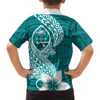 Hafa Adai Guam Kid Hawaiian Shirt Polynesian Floral Teal Pattern LT01 - Polynesian Pride