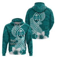 Hafa Adai Guam Zip Hoodie Polynesian Floral Teal Pattern LT01 - Polynesian Pride