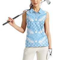 Baby Blue Mermaid Puakenikeni Maile Lei Women Sleeveless Polo Shirt