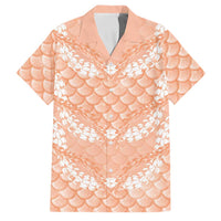 Apricot Mermaid Puakenikeni Maile Lei Family Matching Puletasi and Hawaiian Shirt LT01 Dad's Shirt - Short Sleeve Apricot - Polynesian Pride