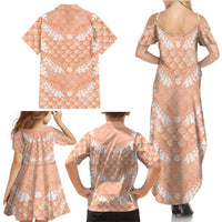 Apricot Mermaid Puakenikeni Maile Lei Family Matching Summer Maxi Dress and Hawaiian Shirt LT01 - Polynesian Pride
