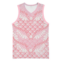 Soft Pink Mermaid Puakenikeni Maile Lei Basketball Jersey