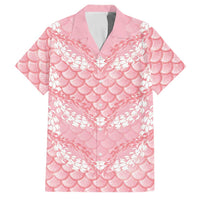 Soft Pink Mermaid Puakenikeni Maile Lei Family Matching Off Shoulder Maxi Dress and Hawaiian Shirt LT01 Dad's Shirt - Short Sleeve Pink - Polynesian Pride