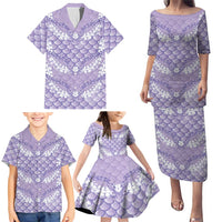 Lilac Mermaid Puakenikeni Maile Lei Family Matching Puletasi and Hawaiian Shirt LT01 - Polynesian Pride