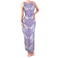 Lilac Mermaid Puakenikeni Maile Lei Family Matching Tank Maxi Dress and Hawaiian Shirt LT01 Mom's Dress Purple - Polynesian Pride