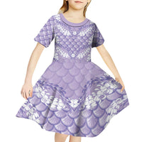 Lilac Mermaid Puakenikeni Maile Lei Kid Short Sleeve Dress