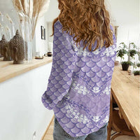 Lilac Mermaid Puakenikeni Maile Lei Women Casual Shirt