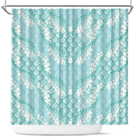 Light Turquoise Mermaid Puakenikeni Maile Lei Shower Curtain