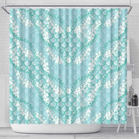Light Turquoise Mermaid Puakenikeni Maile Lei Shower Curtain
