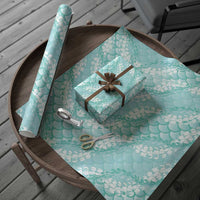Light Turquoise Mermaid Puakenikeni Maile Lei Wrapping Paper
