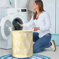 Pastel Yellow Mermaid Puakenikeni Maile Lei Laundry Basket