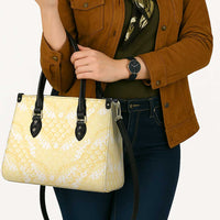 Pastel Yellow Mermaid Puakenikeni Maile Lei Leather Bag LT01 - Polynesian Pride