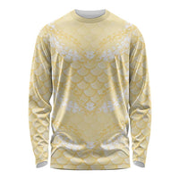 Pastel Yellow Mermaid Puakenikeni Maile Lei Long Sleeve Shirt