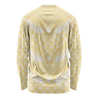 Pastel Yellow Mermaid Puakenikeni Maile Lei Long Sleeve Shirt