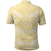 Pastel Yellow Mermaid Puakenikeni Maile Lei Polo Shirt