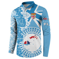Personalised Fiji Day Button Sweatshirt Fijian Map Hibiscus Tapa Pattern LT01