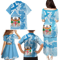 Personalised Fiji Day Family Matching Puletasi and Hawaiian Shirt Fijian Map Hibiscus Tapa Pattern LT01 - Polynesian Pride