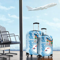 Personalised Fiji Day Luggage Cover Fijian Map Hibiscus Tapa Pattern