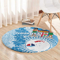 Personalised Fiji Day Round Carpet Fijian Map Hibiscus Tapa Pattern LT01 - Polynesian Pride