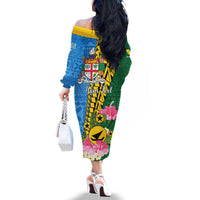 Personalised Malampa Fiji Day Family Matching Off The Shoulder Long Sleeve Dress and Hawaiian Shirt Tropical Tapa Pattern LT01 - Polynesian Pride