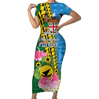 Personalised Malampa Fiji Day Family Matching Short Sleeve Bodycon Dress and Hawaiian Shirt Tropical Tapa Pattern LT01 Mom's Dress Art - Polynesian Pride