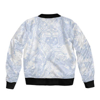 Samoa White Sunday Bomber Jacket Plumeria Floral