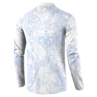 Samoa White Sunday Button Sweatshirt Plumeria Floral LT01 - Polynesian Pride