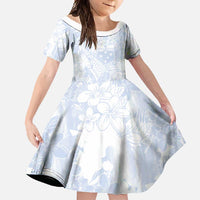 Samoa White Sunday Family Matching Long Sleeve Bodycon Dress and Hawaiian Shirt Plumeria Floral LT01 Daughter's Dress White - Polynesian Pride