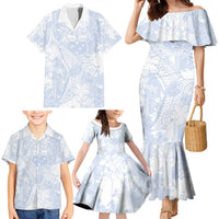 Samoa White Sunday Family Matching Mermaid Dress and Hawaiian Shirt Plumeria Floral LT01 - Polynesian Pride