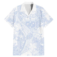 Samoa White Sunday Family Matching Mermaid Dress and Hawaiian Shirt Plumeria Floral LT01 Dad's Shirt - Short Sleeve White - Polynesian Pride