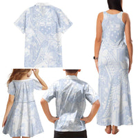 Samoa White Sunday Family Matching Tank Maxi Dress and Hawaiian Shirt Plumeria Floral LT01 - Polynesian Pride