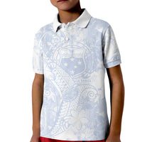 Samoa White Sunday Kid Polo Shirt Plumeria Floral LT01 Kid White - Polynesian Pride