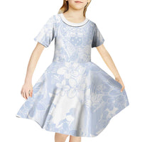 Samoa White Sunday Kid Short Sleeve Dress Plumeria Floral LT01 - Polynesian Pride