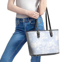 Samoa White Sunday Leather Tote Bag Plumeria Floral LT01 - Polynesian Pride