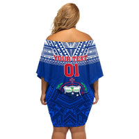 Custom Samoa Rugby Off Shoulder Short Dress Manu Samoa Polynesian Tatoo Pattern LT01 - Polynesian Pride