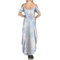 Samoa White Sunday Summer Maxi Dress Sweet Pastel Plumeria Floral LT01 - Polynesian Pride