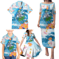 Personalized Hawaii Hula Girl Skeleton Dancing Family Matching Puletasi and Hawaiian Shirt Hibiscus Tribal Shark LT01 - Polynesian Pride