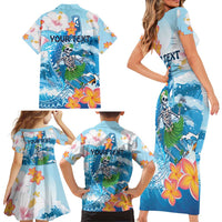 Personalized Hawaii Hula Girl Skeleton Dancing Family Matching Short Sleeve Bodycon Dress and Hawaiian Shirt Hibiscus Tribal Shark LT01 - Polynesian Pride