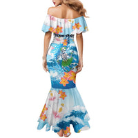 Personalized Hawaii Hula Girl Skeleton Dancing Mermaid Dress Hibiscus Tribal Shark