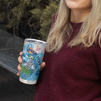 Personalized Hawaii Hula Girl Skeleton Dancing Tumbler Cup Hibiscus Tribal Shark