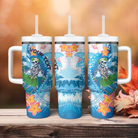 Personalized Hawaii Hula Girl Skeleton Dancing Tumbler With Handle Hibiscus Tribal Shark LT01 - Polynesian Pride
