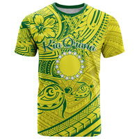 Kia Orana Cook Islands T Shirt Turtle Yellow Green Polynesian Pattern LT01 Green - Polynesian Pride