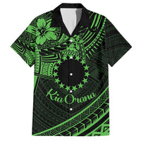 Kia Orana Cook Islands Family Matching Summer Maxi Dress and Hawaiian Shirt Circle Stars With Floral Green Pattern LT01 Dad's Shirt - Short Sleeve Green - Polynesian Pride