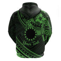 Kia Orana Cook Islands Zip Hoodie Circle Stars With Floral Green Pattern LT01 - Polynesian Pride