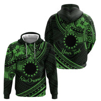 Kia Orana Cook Islands Zip Hoodie Circle Stars With Floral Green Pattern LT01 - Polynesian Pride