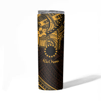 Kia Orana Cook Islands Skinny Tumbler Circle Stars With Floral Gold Pattern