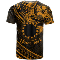 Kia Orana Cook Islands T Shirt Circle Stars With Floral Gold Pattern LT01 - Polynesian Pride