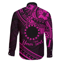 Kia Orana Cook Islands Family Matching Off Shoulder Long Sleeve Dress and Hawaiian Shirt Circle Stars With Floral Pink Pattern LT01 - Polynesian Pride